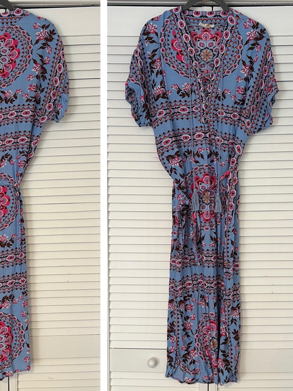 Entro Boho Midi Blue Dress